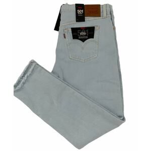 Levis Womens 501 Plus Size 16 High Rise Skinny Jeans Light Wash Blue Raw Hem New